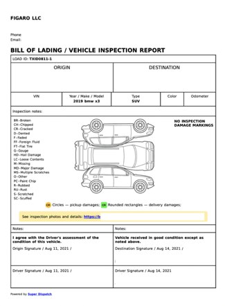 美国跨州运车汽车专业检测报告